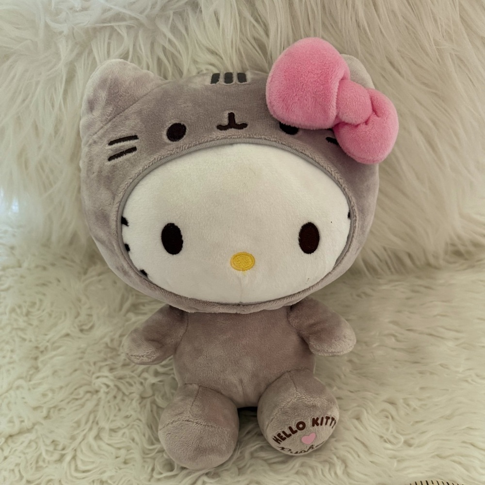 Rare Pusheen Hello Kitty Plush Toy with Pink Bow